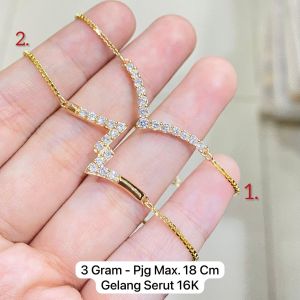 Gelang serut emas asli kadar 700 70 16k aurel V Z Fuji rantai tangan itali santa padat