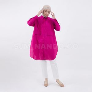 SJM TUNIK ZARMISHA 2 POUCH BILLA BAHAN KATUN PREMIUM WARNA HOTPINK FUSCHIA FANTA WARNA PINK TERBARU MUSLIM KOREA 776