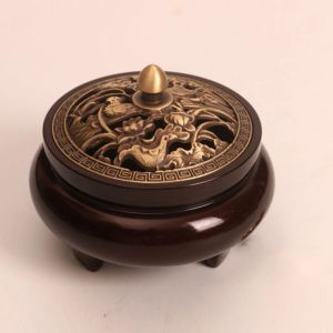 Brass Incense Burner Sandalwood Incense Holder Zinc Alloy Censer Metal Incense Sticks Vintage Incense Stick Holder Copper Insence 金属香炉 檀香 盘香炉 熏香炉