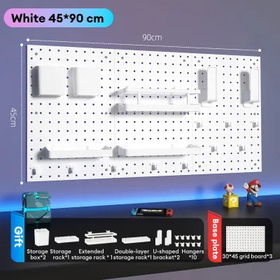YOYO No-Drill Pegboard Wall Organizer | DIY Wall Mounted Storage Rack | Dorm Wall Decoration Entryway Clutter HangingBedroom Beauty Storage