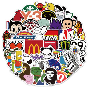 50 PCS GAYA Logo merek fesyen LUCU stiker untuk Buku Tempel/Buku Harian/HP/Dekorasi Laptop/Sticker Helm Tahan Air Vinil/Stiker Tablet Ponsel stiker tahan air berperekat