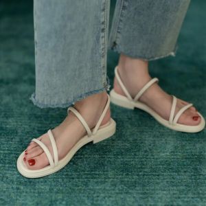 [Free Shipping] New Rubber Flat-Heel Slip-On PU Sandals With A Single Strap