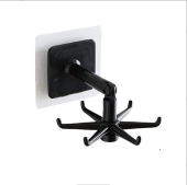 Móc dán nhựa tường 6 nhánh treo đồ đa năng xoay 360 độ móc treo các đồ dùng thiết bị nhà bếp tiết kiệm và tiện lợi