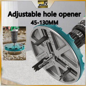 Adjustable Woodworking Hole Saw 45-130mm with Clear Scale - Precision Drilling Tool for Wood Plastic Drywall & Thin Metal Multi-Material Hole Cutting Drill Bit for Power Tools