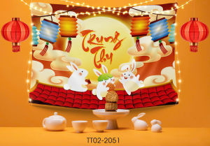 (Tặng đinh móc+keo dán) Phông nền tranh vải treo tường backdrop Tết Trung Thu Tranh Trung Thu có tranh khổ lớn