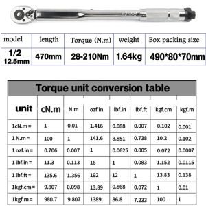 ด้ามปอนด์ ประแจปอนด์ 28-210Nm 1/2" ประแจ การปรับสองทาง บวกและลบ กุญแจปอนด์ ประแจบอนด์ ประแจทอร์ค ชุดบล็อกของแท้ ปอนด์แท้ ขันปอนด์ ประแจขันปอนด์ ด้ามขันปอนด์ ทนต่อการสึกหรอ ไม่แตกหักง่าย ไม่ลื่นไถล เหมาะสำหรับการซ่อมแซมรถยนต์ ประแจปอนด์แท้