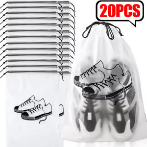 20/30ชิ้น กระเป๋าเก็บรองเท้าขนาดใหญ่ / กระเป๋าเชือกรูดแบบพกพาสำหรับเดินทาง / สำหรับรองเท้า ชุดชั้นใน เสื้อผ้า / กระเป๋าจัดระเบียบรองเท้า / ถุงเก็บฝุ่นกันน้ำแบบใส