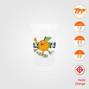 TPP (ยกลัง) แก้วพลาสติก 12oz ลอน พิมพ์ลาย 1000 ใบ PP ปาก 85