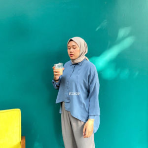 FIXUP | Sila Shirt - Atasan Wanita Lengan Panjang- Kemeja Wanita - Atasan Korea Style - Kemeja basic kekinian - Long sleeve top