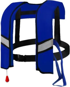 150N Automatic Inflatable Life Jacket – Adjustable Nylon Swim Vest with CO2 Inflation Reflective Strips & Safety Buckle