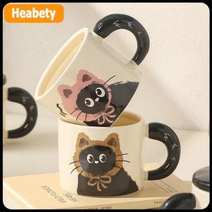 【2-3 days delivery】 Cute Cat Ceramic Mug With Lid Coffee Cup Drinking Cup Office Gift Practical Birthday Gift