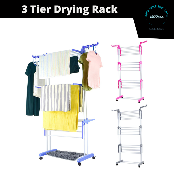 3Layer Foldable Drying Rack Laundry Hanger 3 Tier Clothes Drying Racks