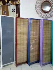 COLORFUL SHADES ROOM DIVIDER VINTAGE/ROOM PARTITION COLORFUL FUN ❤️ DIVIDER/ROOMPARTITION BLUE/PINK/GREY/BLACK 4 PANELS 15\" X 57\" H