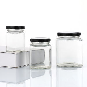 1/3Pcs Square Glass Bottle Clear Thicken Honey Fruit Jam Sealed Jar 200ml Chili Sauce Jar Empty Glass Bottle with Lid