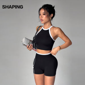 2026 Hot Sale [ Shipped from China ] New womens sports suit with contrasting colors backless high-waisted butt-lifting shorts fitness wear for running training and yoga B3