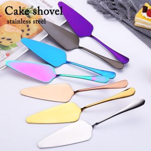 Gold Stainless Steel Serrated Cake Server Blade Knife Pie Pizza Scraper Cake Spatula Baking Tool