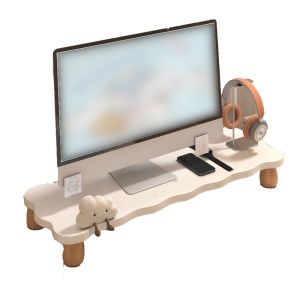 FIRST SONG Stable Computer Heightening Rack Comfortable Viewing Height Wood Elevated Laptop Stand Premium Multifunctional Notebook Support Shelf Workstation