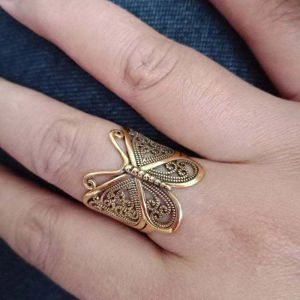 Personality Hollow Butterfly Rings Women Gold Insect Sculpture Ring Adjustable Rings Non Tarnish