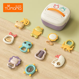 TUMAMA Newborn Rattle Puzzle Early Education Teething Gum Toy 0-1 Year Old Baby Teether and Rattle Toy