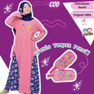 gamis baju pakaian busana muslim anak perempuan umur 5 tahun 6 tahun 8 tahun 9 tahun 10 tahun 11 tahun 12 tahun RG 58 pink