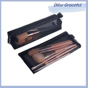 Ditur Makeup Pouch Lipstick Makeup Brush Storage Bags Student Transparent Mesh Pencil Case Ins Travel Cosmetic Organizer For Women