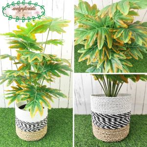 Pohon Hias Imitasi Monstera Jari Philo Orange X18 Semi Latex Cover Seagrass Dekorasi Cafe Hiasan Sudut Ruang
