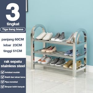 Rak Sepatu Stainless Steel 6 Tingkat Rak Sepatu Kokoh Tempat Sepatu Sendal Besi Mudah Bongkar Pasang