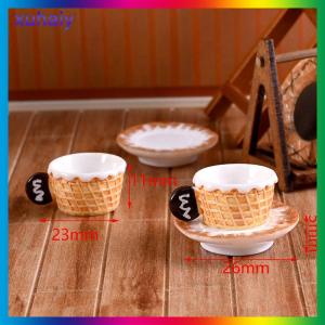 xuhaiy 3set Miniature Dollhouse Latte Coffee Mug Mini Cup Model Toys For Home Decor Accessories