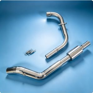 Rusi Sigma 250 Stainless Elbow + Resonator on Akrapovic K10 with Silencer