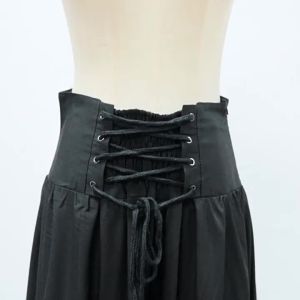 wish Thương mại quốc tế: Váy nữ cỡ lớn phong cách cổ điển thời trung cổ châu Âu và Mỹ kiểu gothic có dây buộc eo viền ren vạt xòe rộng đa năng.