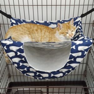 OUTOPEN Breathable Cat Cage Hammock Sleeping House Adjustable Lanyard Cat Hanging Bed Easy Fixed Cozy Kitten Swing Bed Cat Cage Accessories