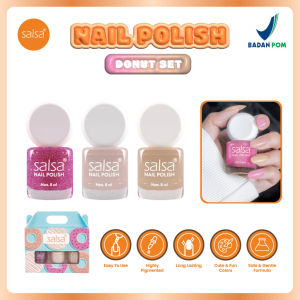 SALSA Nail Polish Indonesia / Kutek Kuku 8ml / Long Lasting / Cat Warna / Donut Delight / Cereal Lovers / Sweet Macaron / Ice Cream / Italiano Pizza / Sparkling Soda / Matte Glossy Nude Bening / Manicure Pedicure / Nails Art /  Beauty Tools / Satuan 1 Pcs