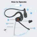 Friencity Bluetooth Headset w/Magnetic Boom Microphone for Phone Calling, Light-Comfort Open Ear Wireless Headphone w/DSP Noise Canceling Mic for PC Laptop Office Meeting Running Cycling, 12H. 