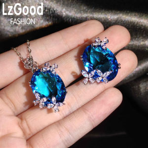 LzGood เครื่องประดับลูกกวาดกล่องเก็บเครื่องประดับฟรี + ลดกระแสงจี้สีสร้อยคอสีฟ้าน้ำทะเล