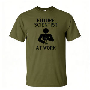 [Local Stock] HBESTY  Future Scientist At Work Men Tshirt Science Flask Figure Simple Letter Design Attractive Versatile Mens Casual Shirt