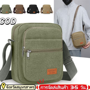 YOOXI 【การจัดส่งสินค้า 3-5 วัน】กระเป๋าผ้าใบผู้ชายสบาย สไตล์ใหม่น้ำหนักเบาขนาดใหญ่ความจุทนต่อการสึกหรอกระเป๋าข้าม