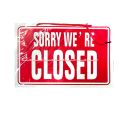 Sorry We're Closed Yes We' re Open Sign Paper Kertas Penanda Toko Tutup Warna Merah Plang Pengumuman Buka Tutup Close Opened. 