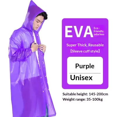 Seastina Áo mưa EVA dày bền cho người lớn đi bộ ngoài trời du lịch không thấm nước câu cá Poncho Unisex