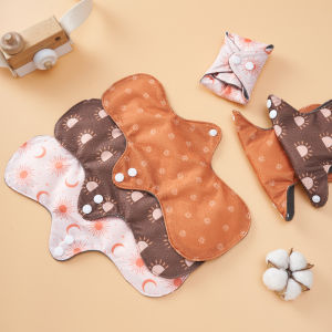 Betty Bear 3pcs Multicolor Reusable Bamboo Charcoal Sanitary Pads for Women Girls INS Style Waterproof Leakproof Daily Menstrual Pads