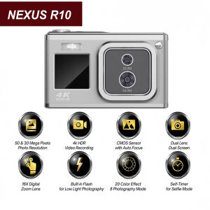 【Zoom Optik & Lensa Teleskopik】NEXUS R10 DIGICEN 60: Point & Shoot Digital Camera with Selfie Mode Tom