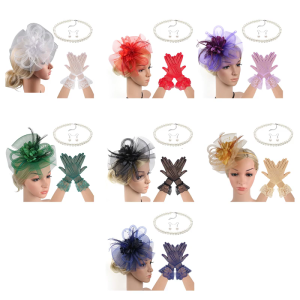 20S fascinator hat hairband và trang phục Vòng cổ Set phụ kiện tóc cho đua ngựa tổ chức sự kiện Cocktail Đảng dressingup