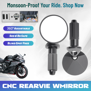 Motorcycle Handle End Side Mirror CNC Aluminum Anti-glare Blind Spot Mirror Adjustable HD Rearview Mirror