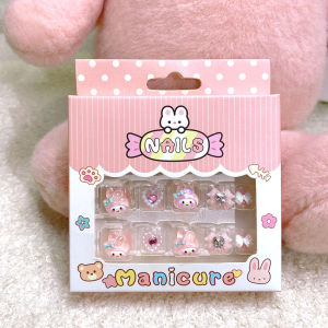 【With Glue】Ready Stock Female Fake Nail Sanrio Melody Nail for Women and Girl Party Activity
