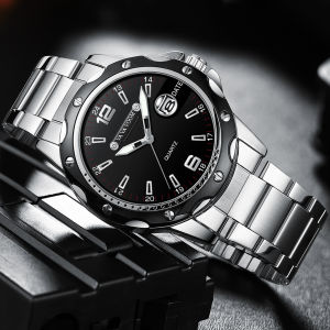 Jam Tangan Pria Kasual Bisnis Waterproof Original Asli Tahan Air Luminous Bercahaya Stainless Steel Tahan Karat Kalender Date Kaca Pembesar Quartz Analog Aksesoris Arloji Mens Watches New Model Fashion Import Cowok Keren Kaca Tebal Tahan Gores -JV20