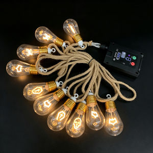 Halloween String Lights Outdoor Solar USB Powered 10 LED Rope Shatterproof Globe Bulbs Smart Power Indicator 8 Lighting Modes IP65 Waterproof Backyard Party Light