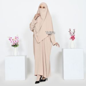 Yoora Syari Set French Khimar [REALPICT] / Gamis Kaftan + Khimar Instan Niqab / Gamis Syari Set Khimar Cadar Bahan Crinkle Airflow / Gamis Syari JUMBO / Baju Gamis Syari Set Khimar / Baju Gamis Wanita Terbaru 2023 / Gamis Remaja Modern Crinkle Adem