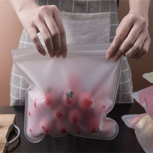 Reusable Stand Up Zip Shut Bag Food Storage Bag Fresh Wrap Bag Vegetable Storage Bag Food Storage Container Leakproof Containers