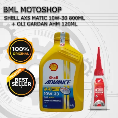 Paket Oli Matic Shell AX5 10W-30 800ml dan Oli Gardan 1Set Sepasang