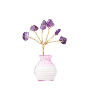 MUKANG White Crystal Vase Crystal Tree Model Multicolor Mini Tree Ornaments Creative Handicrafts Crystal Wishing Tree Ornaments Room