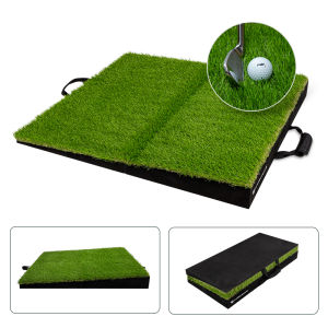 Foldable Easy Storage Golf Slope Training Hitting Mat 100*100cm Fungreen Golf Pratice Mats Indoor Golf Mat Send with Tee